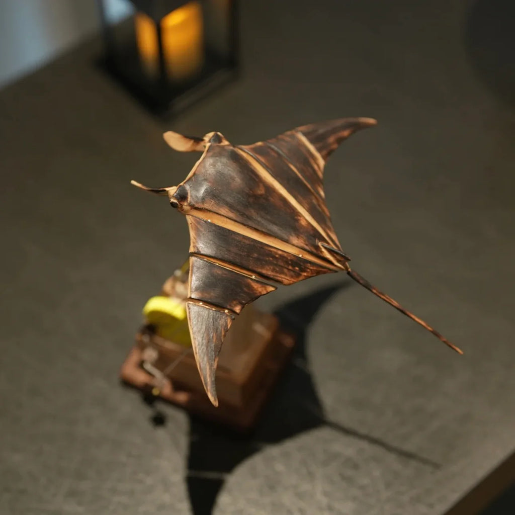 Handmade Wooden Electric Bionic Manta Ray Ornament