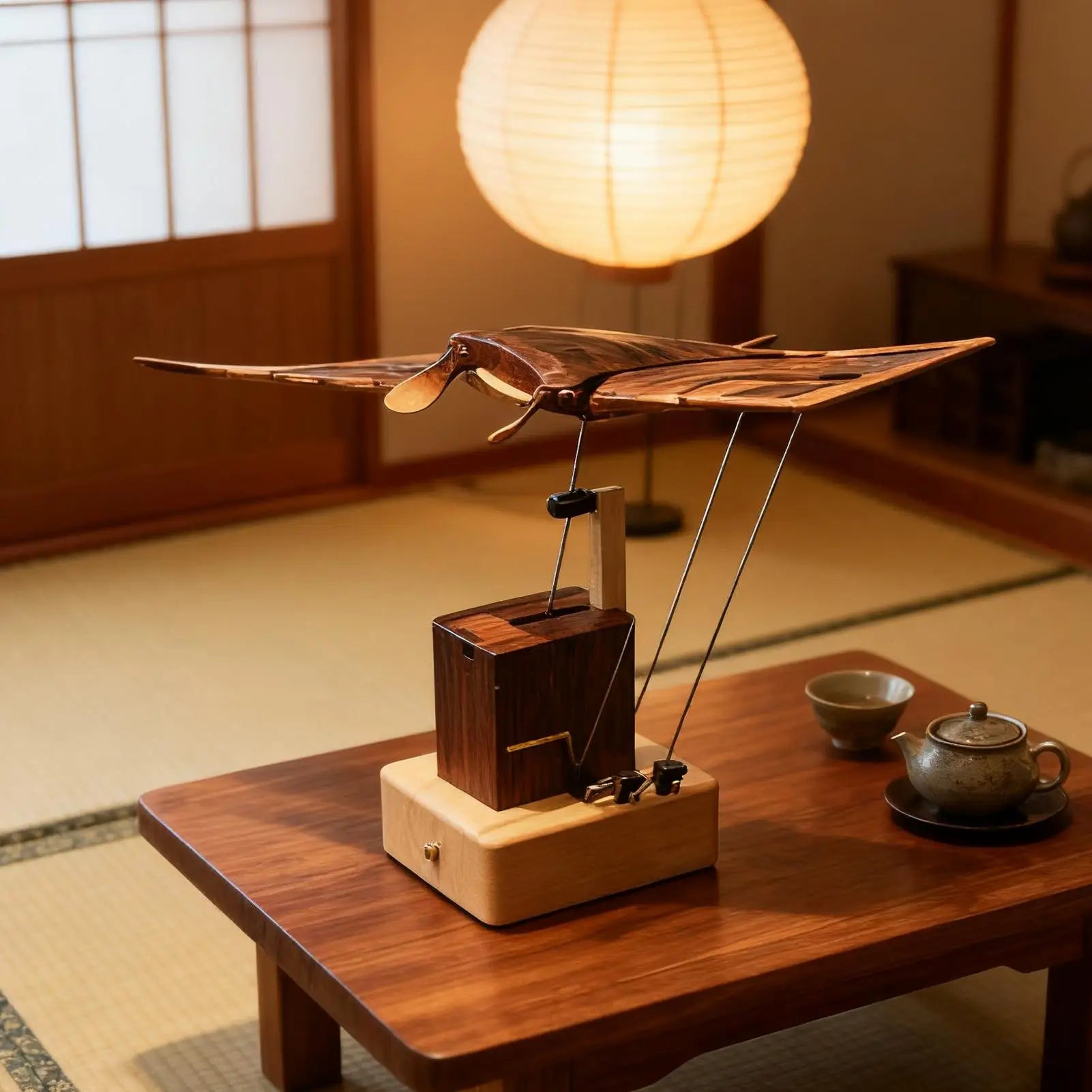 Handmade Wooden Electric Bionic Manta Ray Ornament