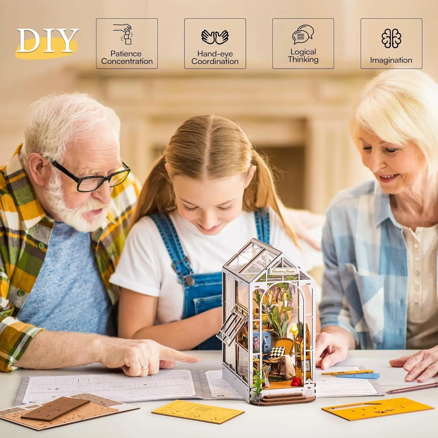 Garden Shed DIY Book Nook Kit with Furniture and LED Lamp 3D