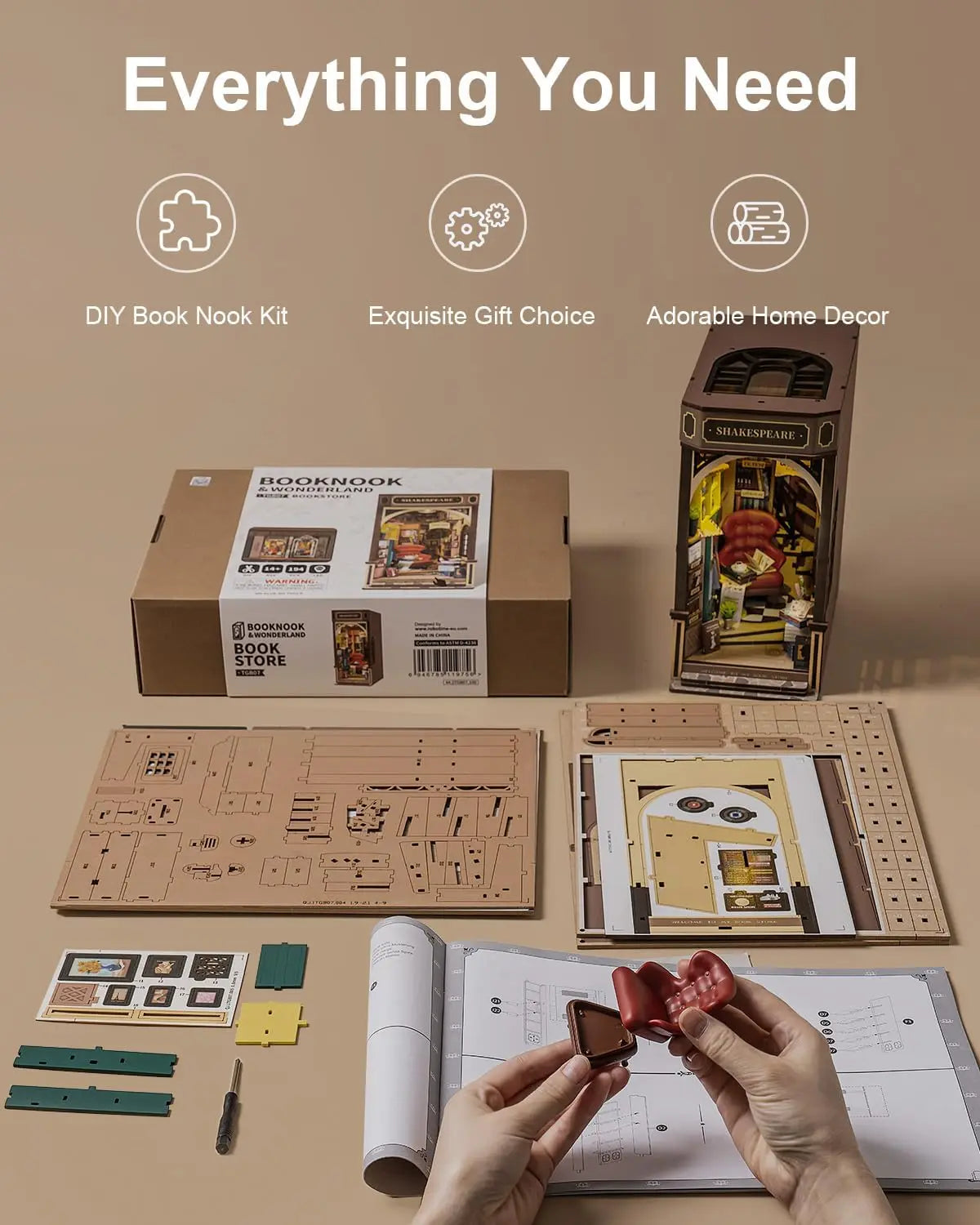 DIY Book Nook Kits Bookstore with Lights