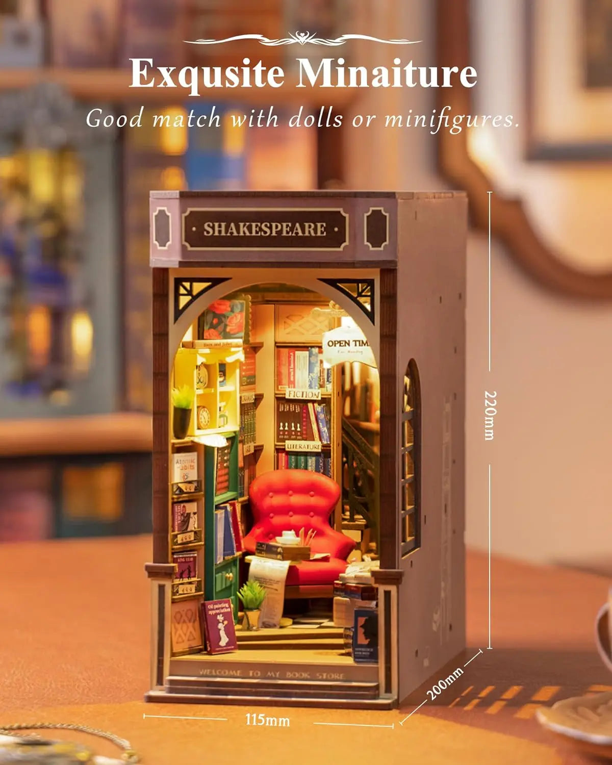 DIY Book Nook Kits Bookstore with Lights