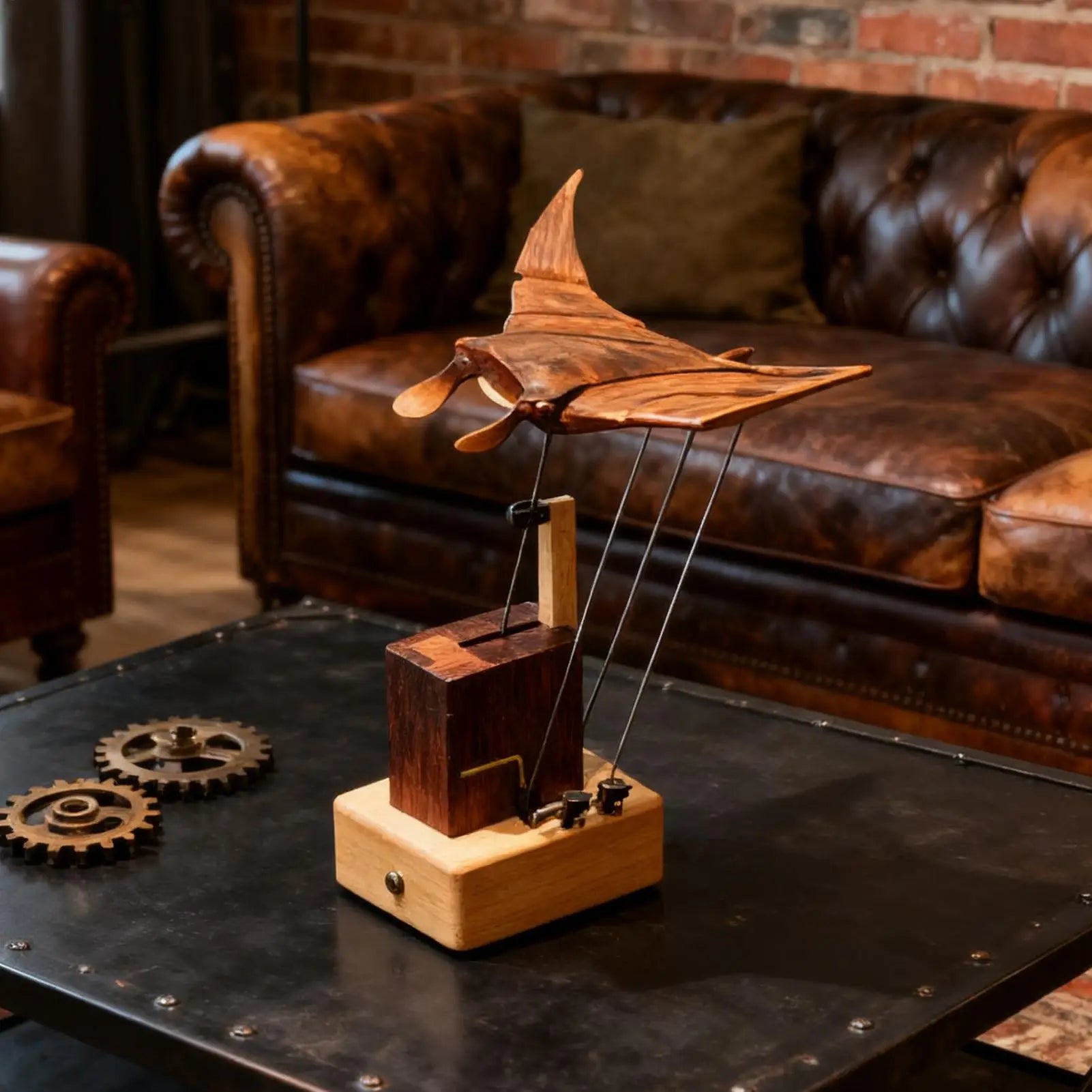 Handmade Wooden Electric Bionic Manta Ray Ornament